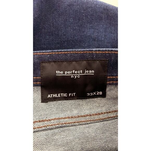 The Perfect Jean NYC Athletic Fit Denim Jeans Men 33x28 Mariner Dark Blue New - Picture 9 of 12